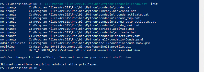 Run & 'C:\Program Files\ArcGIS\Pro\bin\Python\condabin\conda.bat' init from PowerShell.