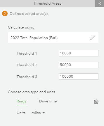 threshold area selections