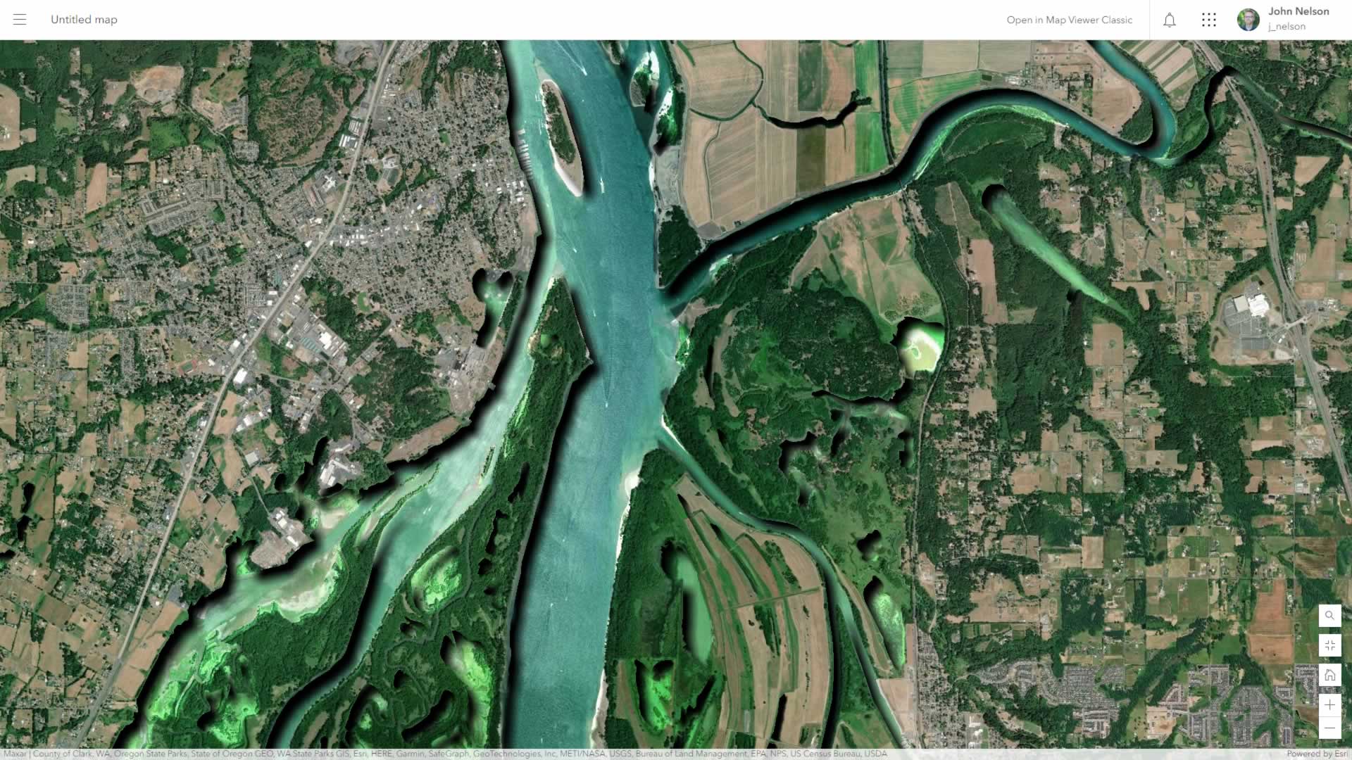 World Imagery basemap, after embossed land effect. World Imagery basemap, after embossed land effect.