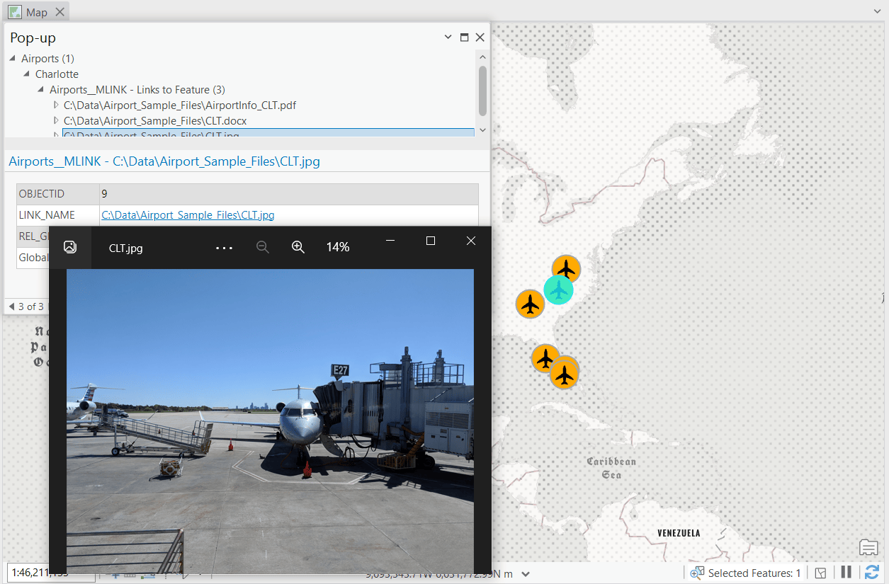 Illustration of using hyperlinks in ArcGIS Pro within a pop-up window.