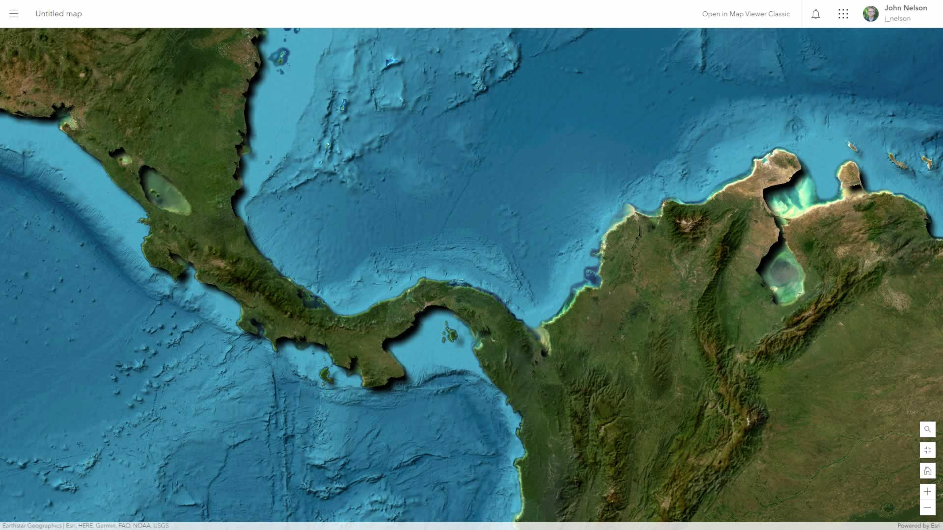 World Imagery basemap, after embossed land effect.