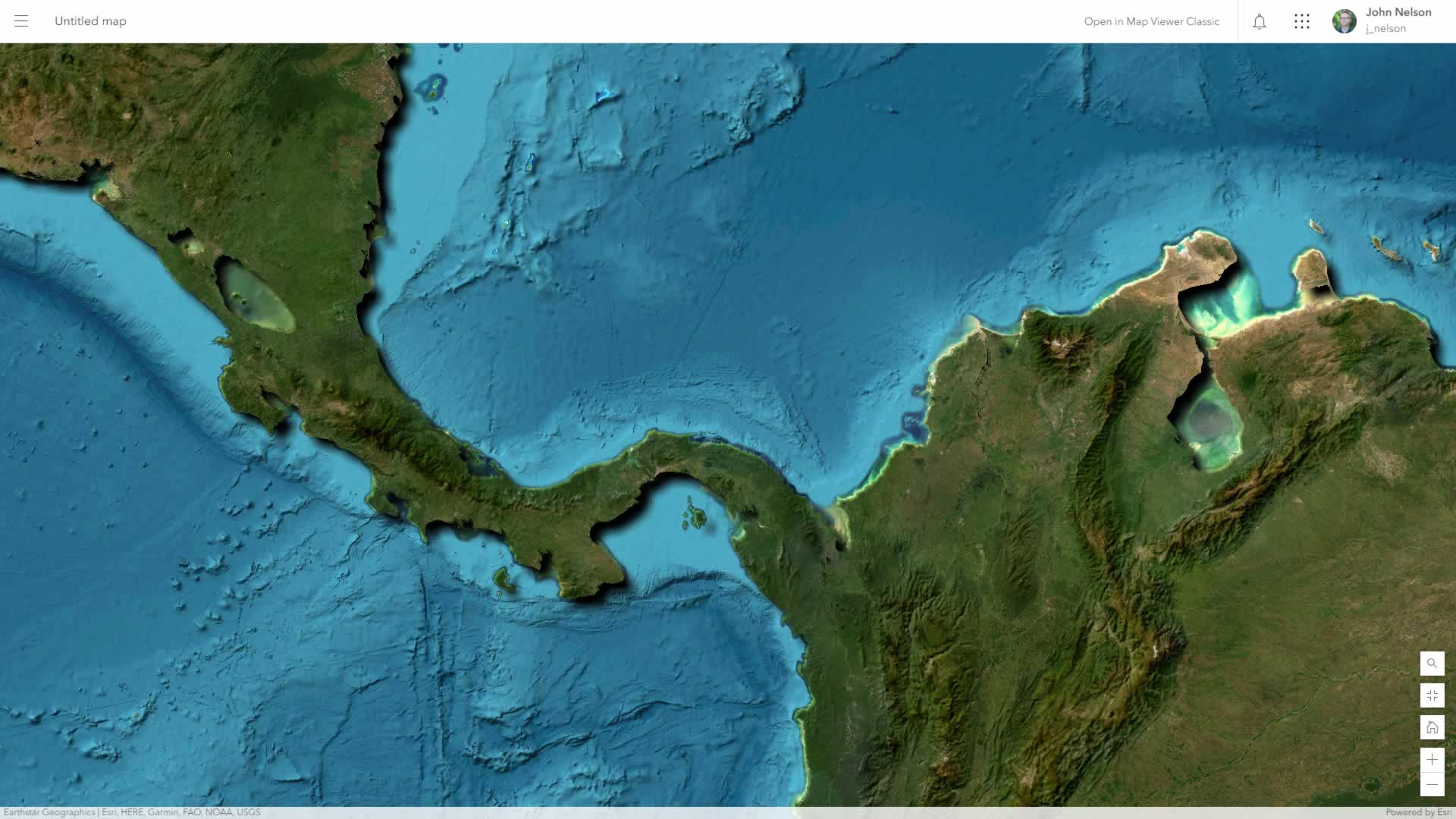 World Imagery basemap, after embossed land effect. World Imagery basemap, after embossed land effect.