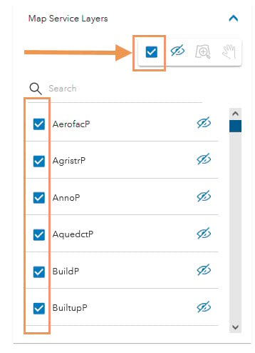 Map service layers' check boxes