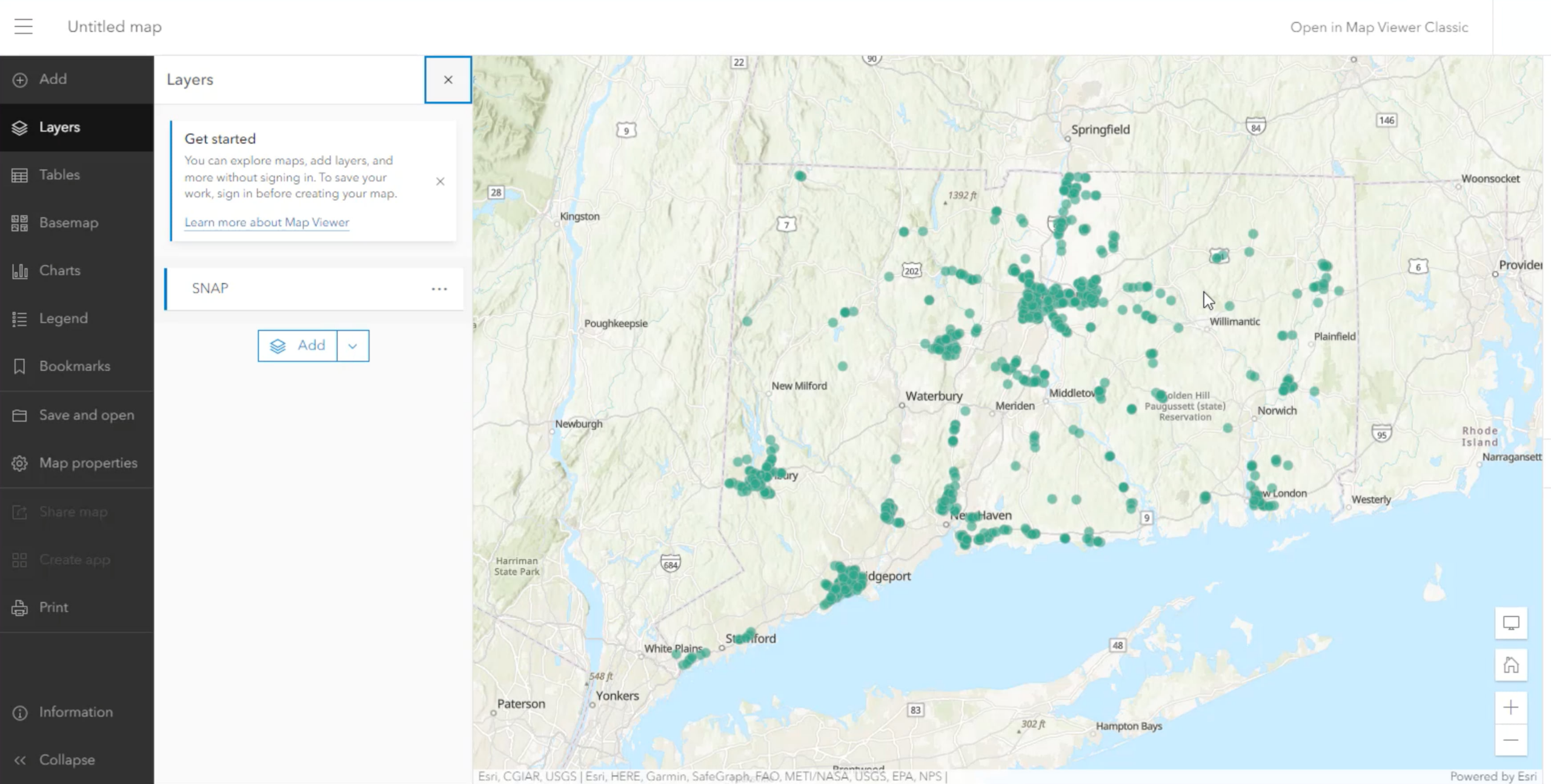 Image of data from a custom data feed being displayed in Map Viewer.