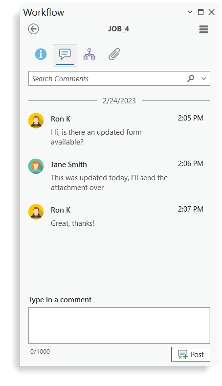 The comments tab with three comments posted The comments tab with three comments posted