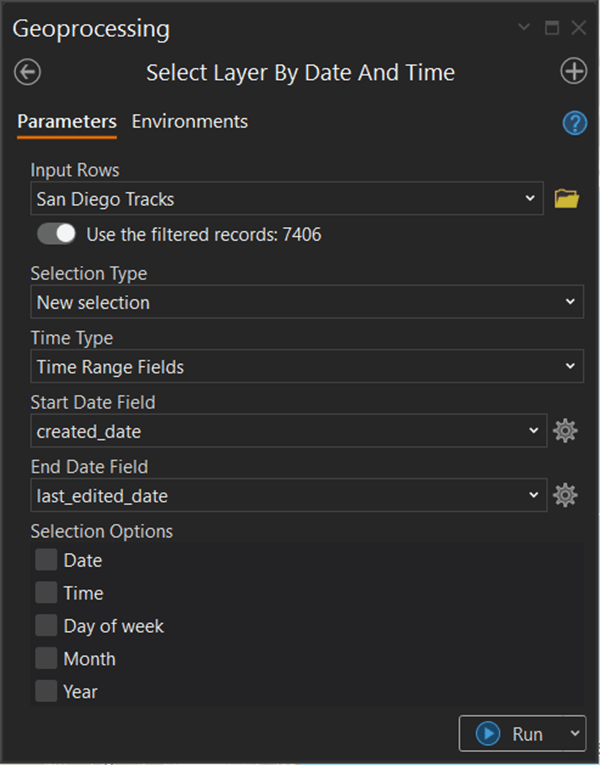 Select Layer By Date And Time dialog box