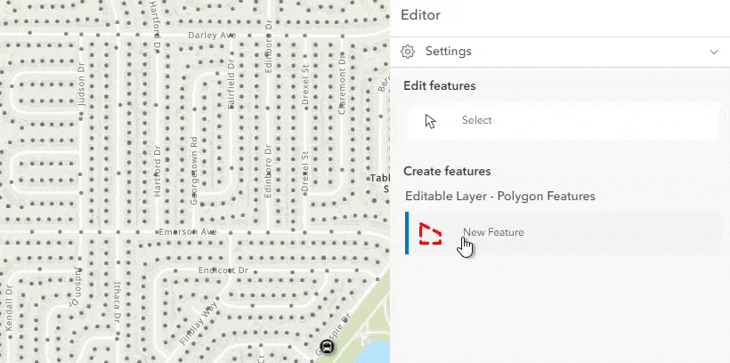 Draw a polygon feature on the map to get its total area in square feet