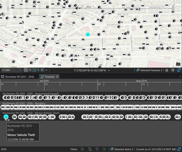 Map and Timeline split into swim lanes