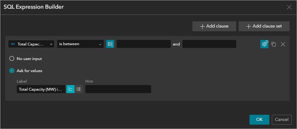 Screenshot of the SQL Expression Builder