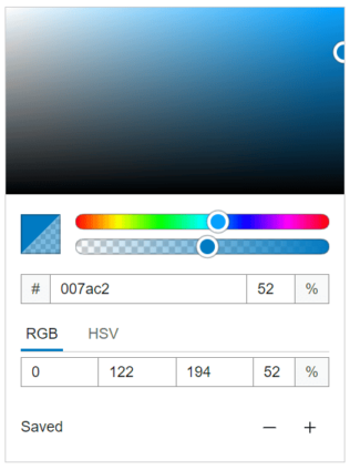 Color Picker with an alpha channel enabled to handle transparency with the alphaChannel property.