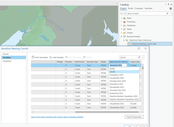 Statistical Data Collection Edit Dialog.