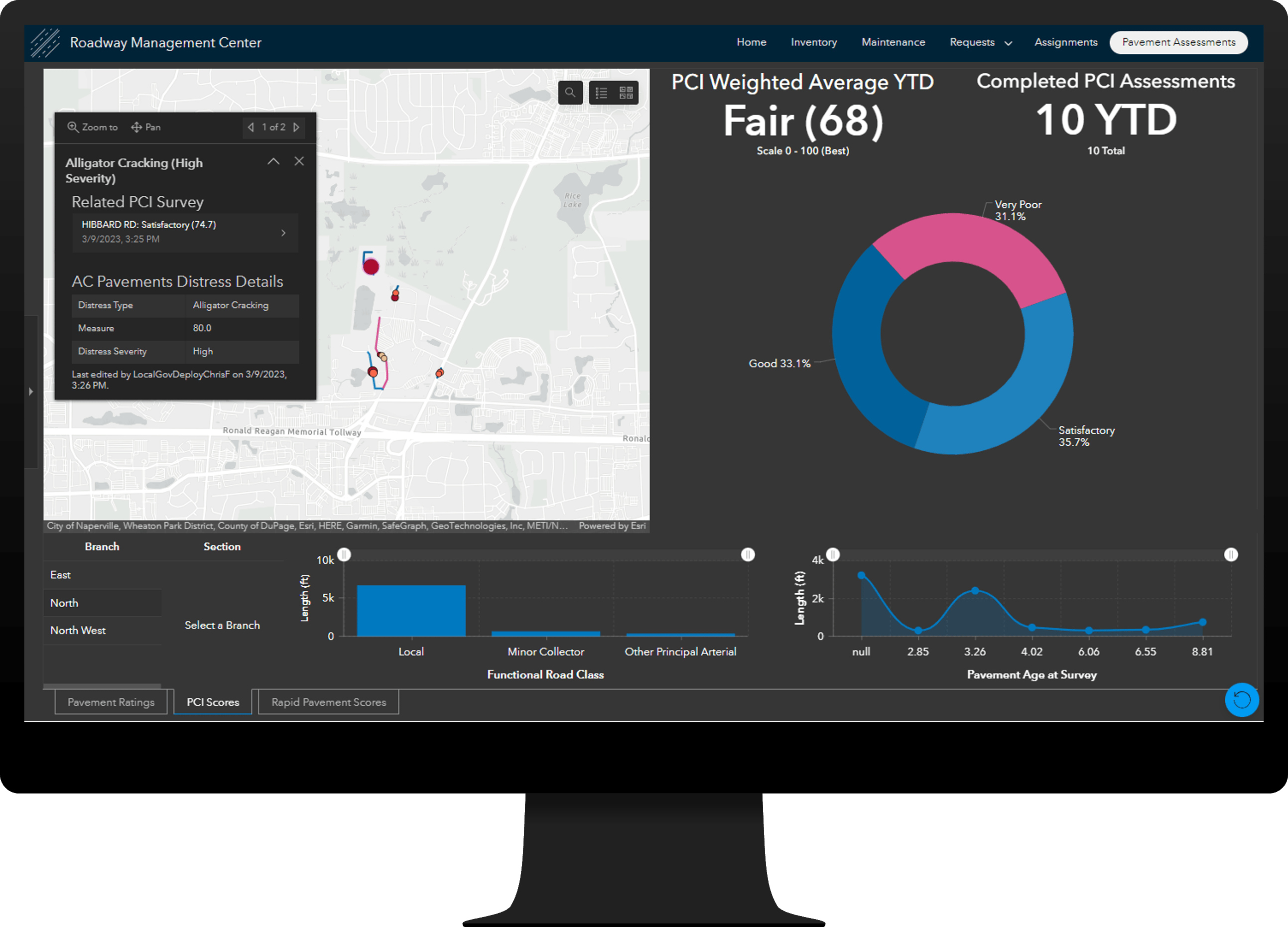 Image of the Pavement Assessments Dashboard