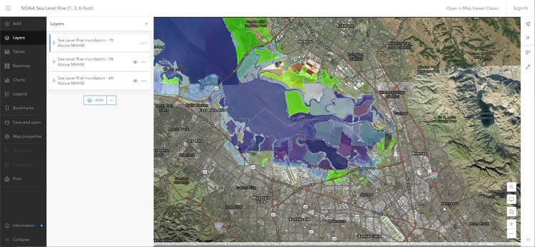 Sea level rise map