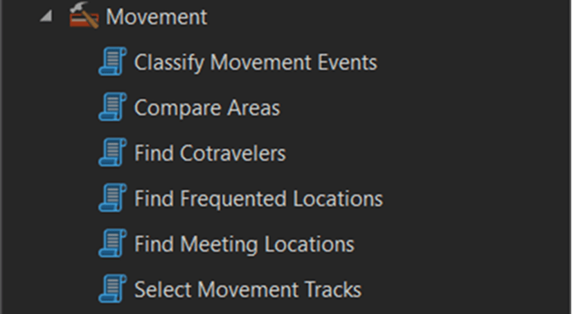Movement toolset in the Geoprocessing pane