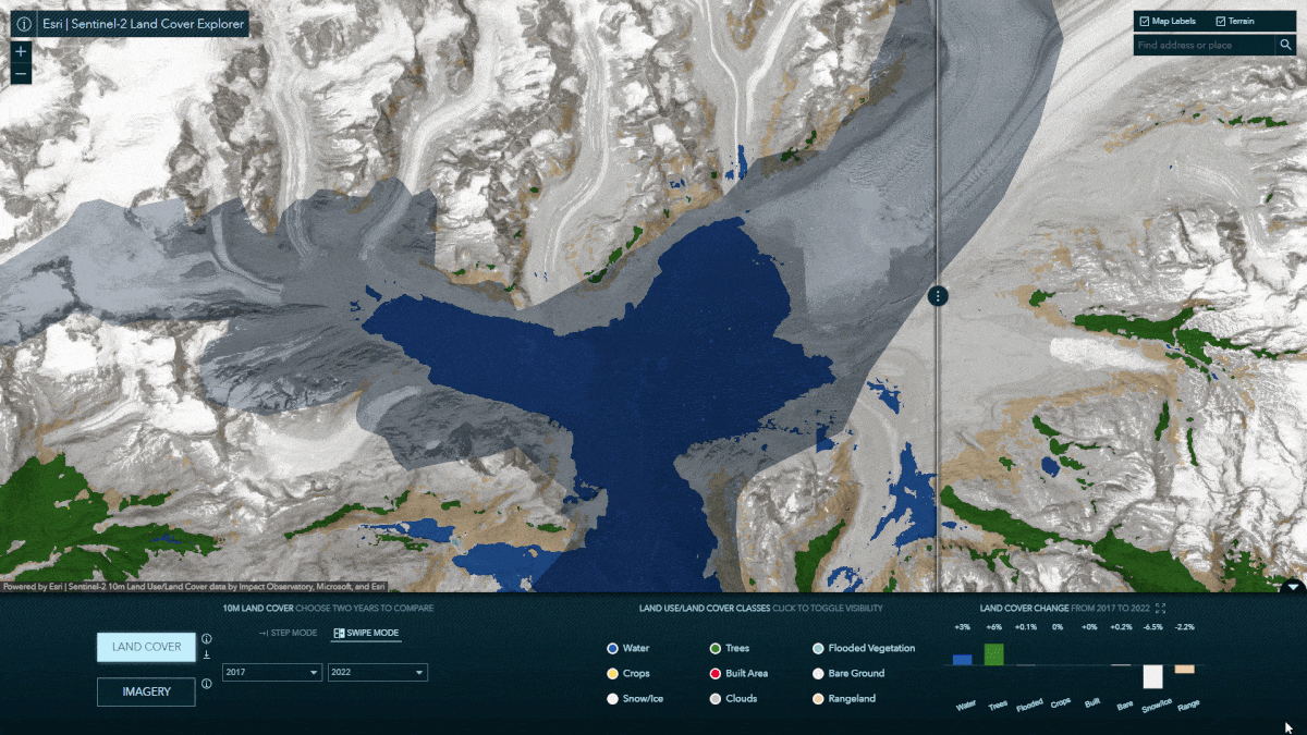 comparing Columbia Glacier between 2017 and 2013.