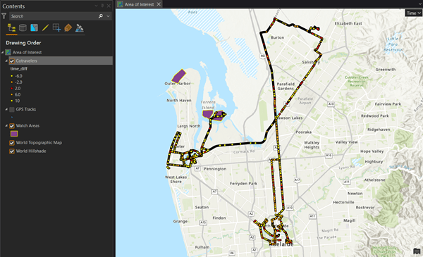 Results of the Find Cotravelers tool on a map