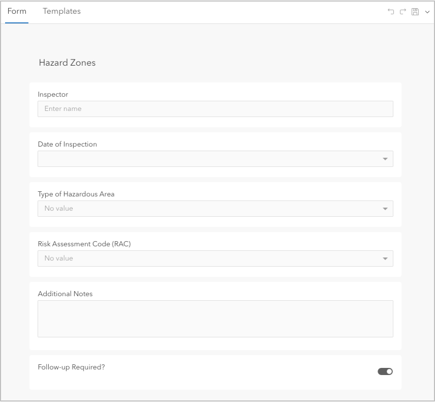 Example of Hazards layer form Example of Hazards layer form
