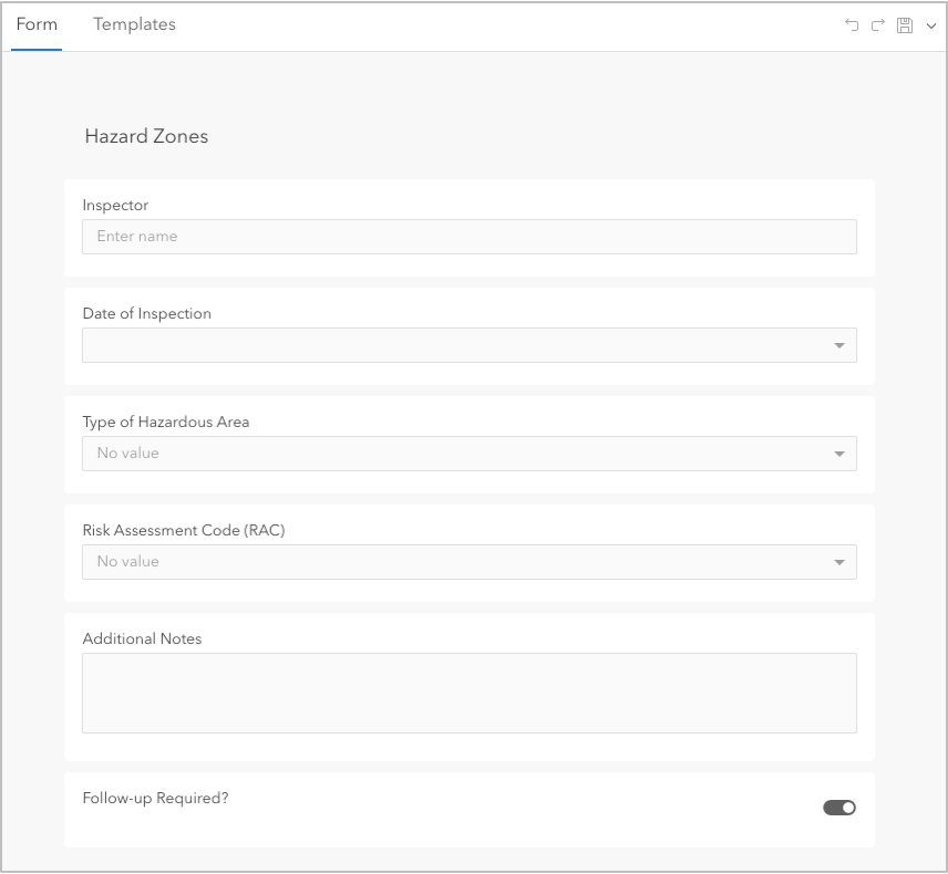 Example of Hazards layer form