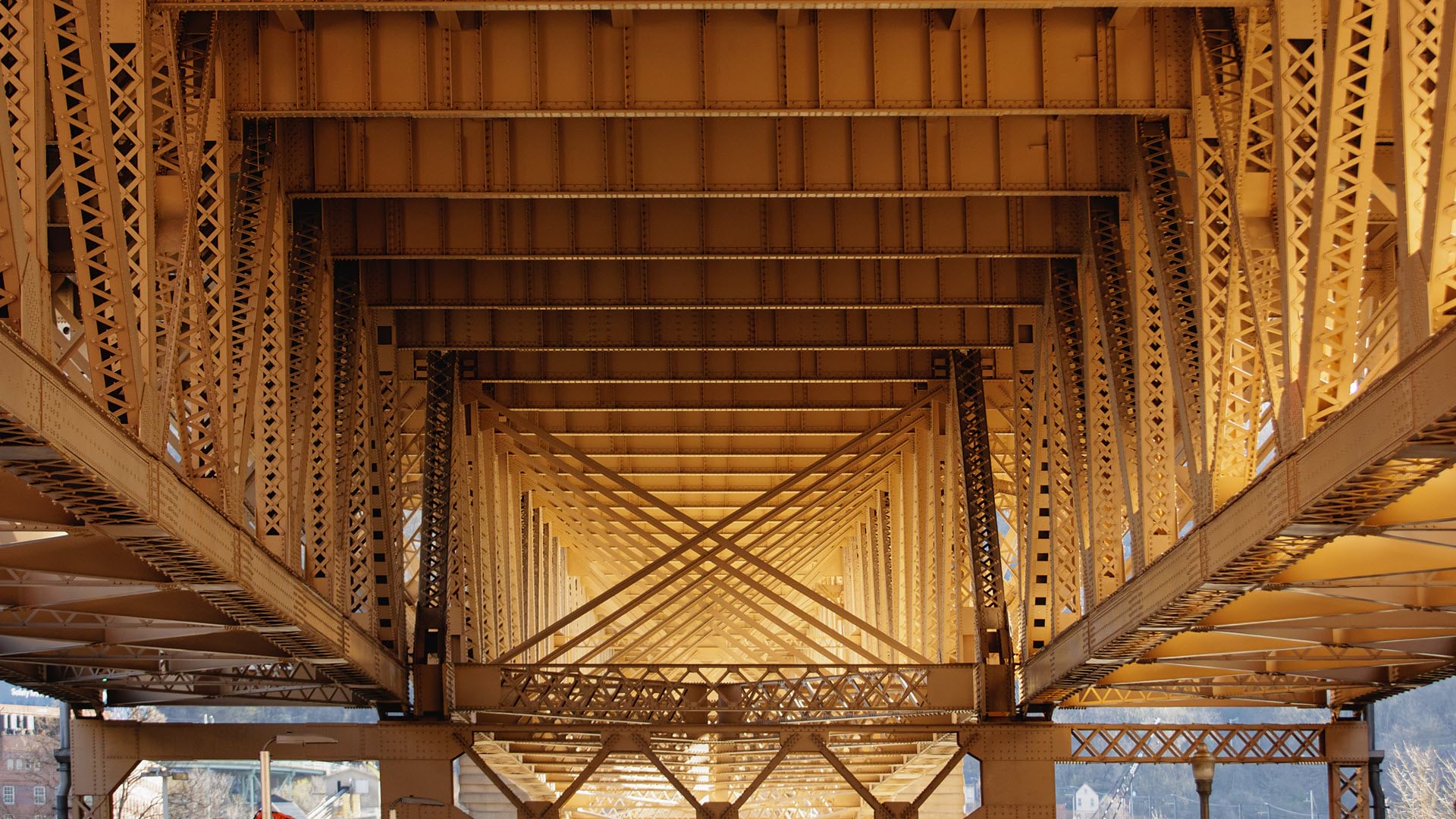 Underside of Pittsburgh bridge structure