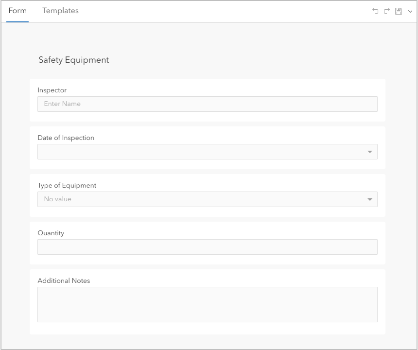 Example of Safety Equipment form