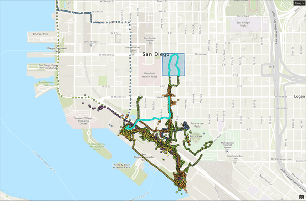 Results of Select Movement Tracks on a map