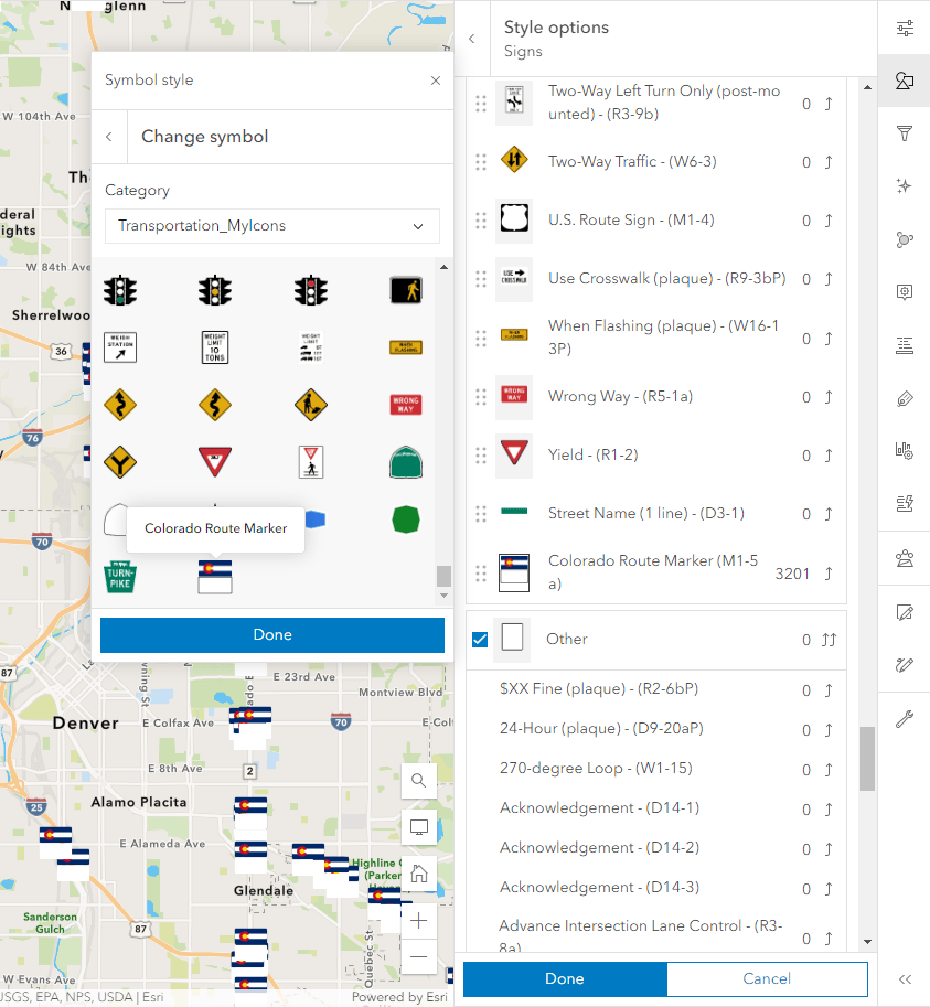 Symbol style options in Map Viewer