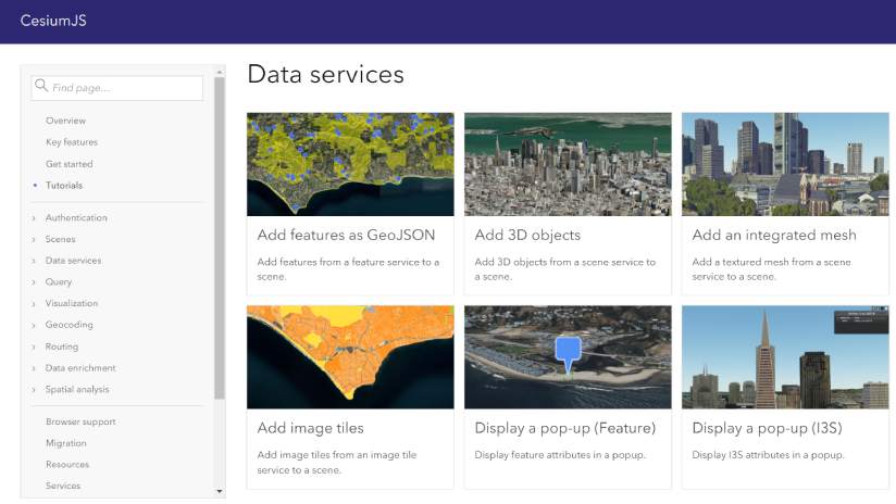 Tutorials from the new ArcGIS developer guide on CesiumJS.
