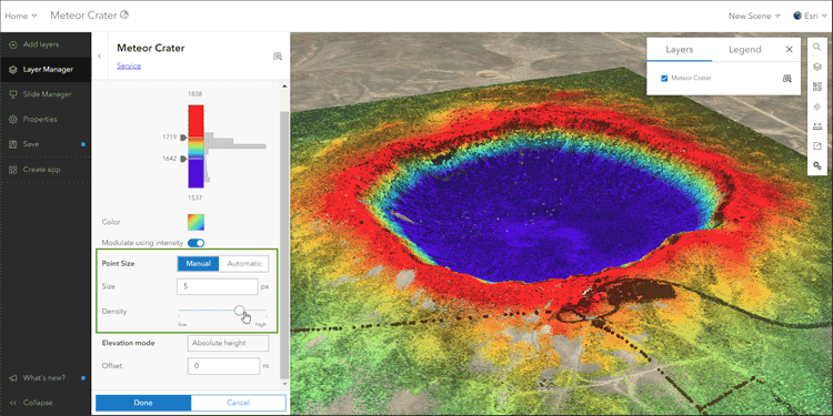 Point cloud density slider