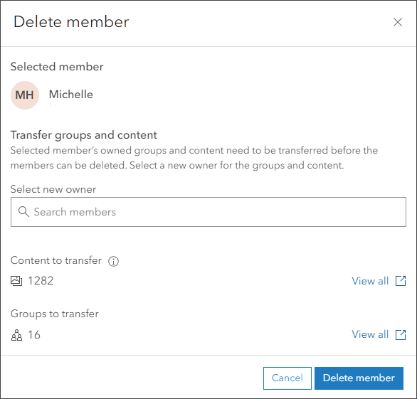 Streamlined delete member process