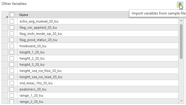 Other Variables options in Trajectory Types Properties page