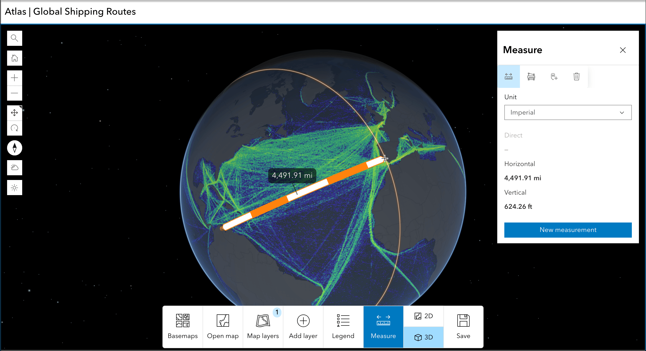 Image of a measurement in Atlas 3D view