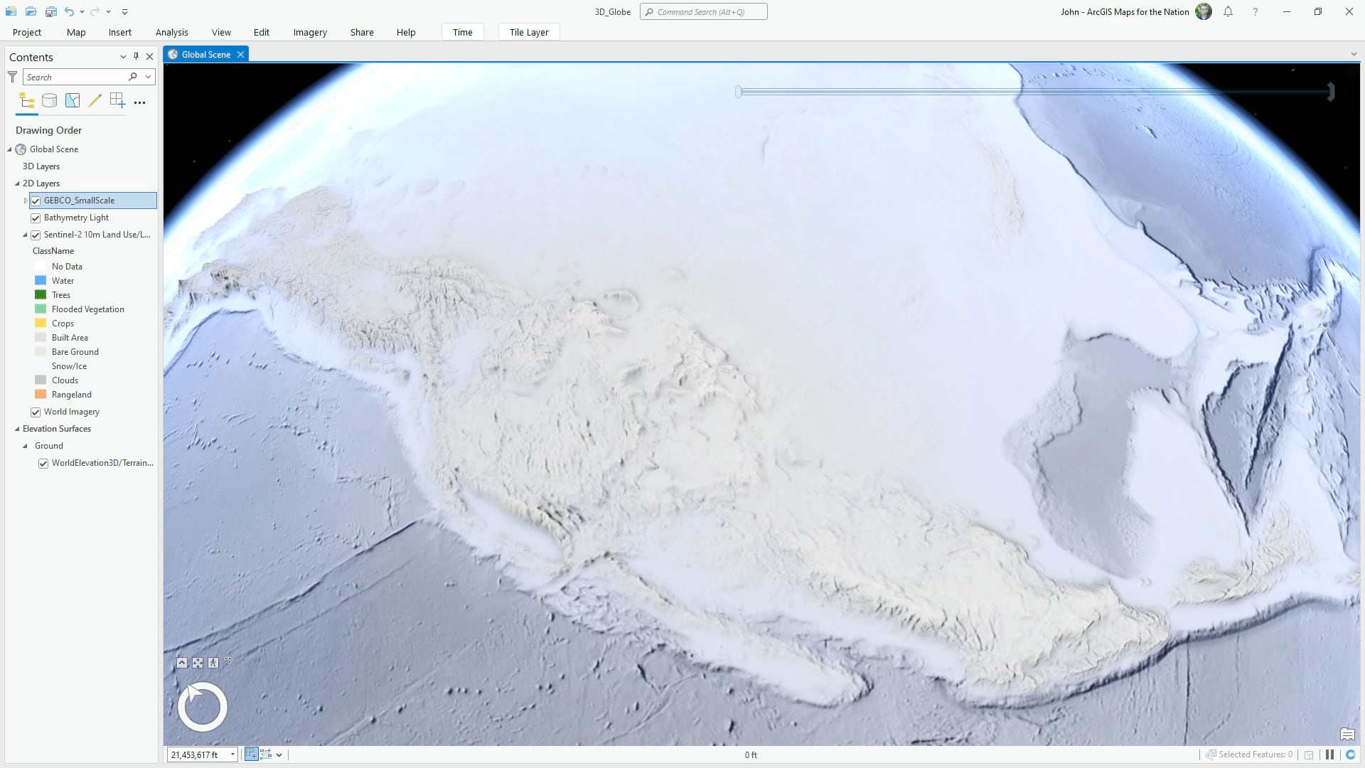Creating a 3D globe in ArcGIS Pro: generalized hillshade
