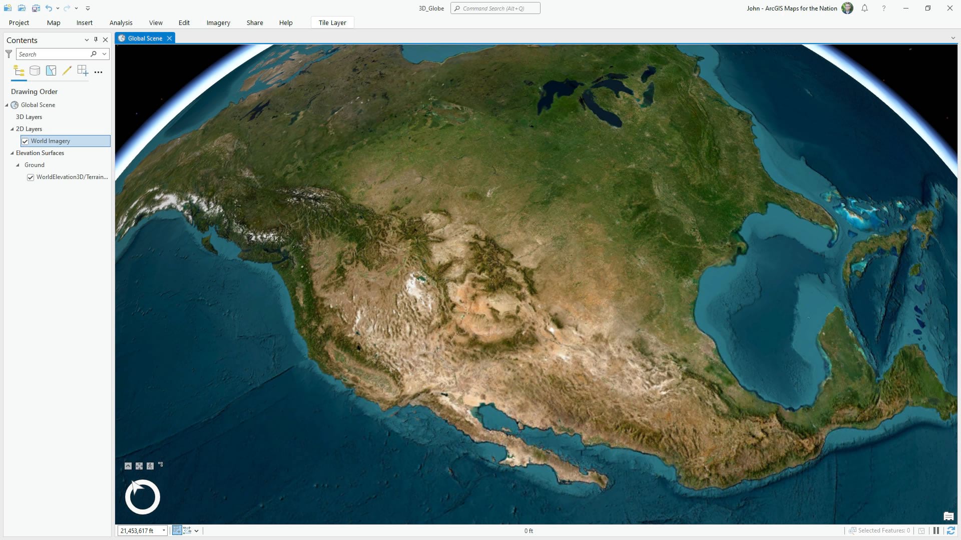 Creating a 3D globe in ArcGIS Pro: imagery basemap