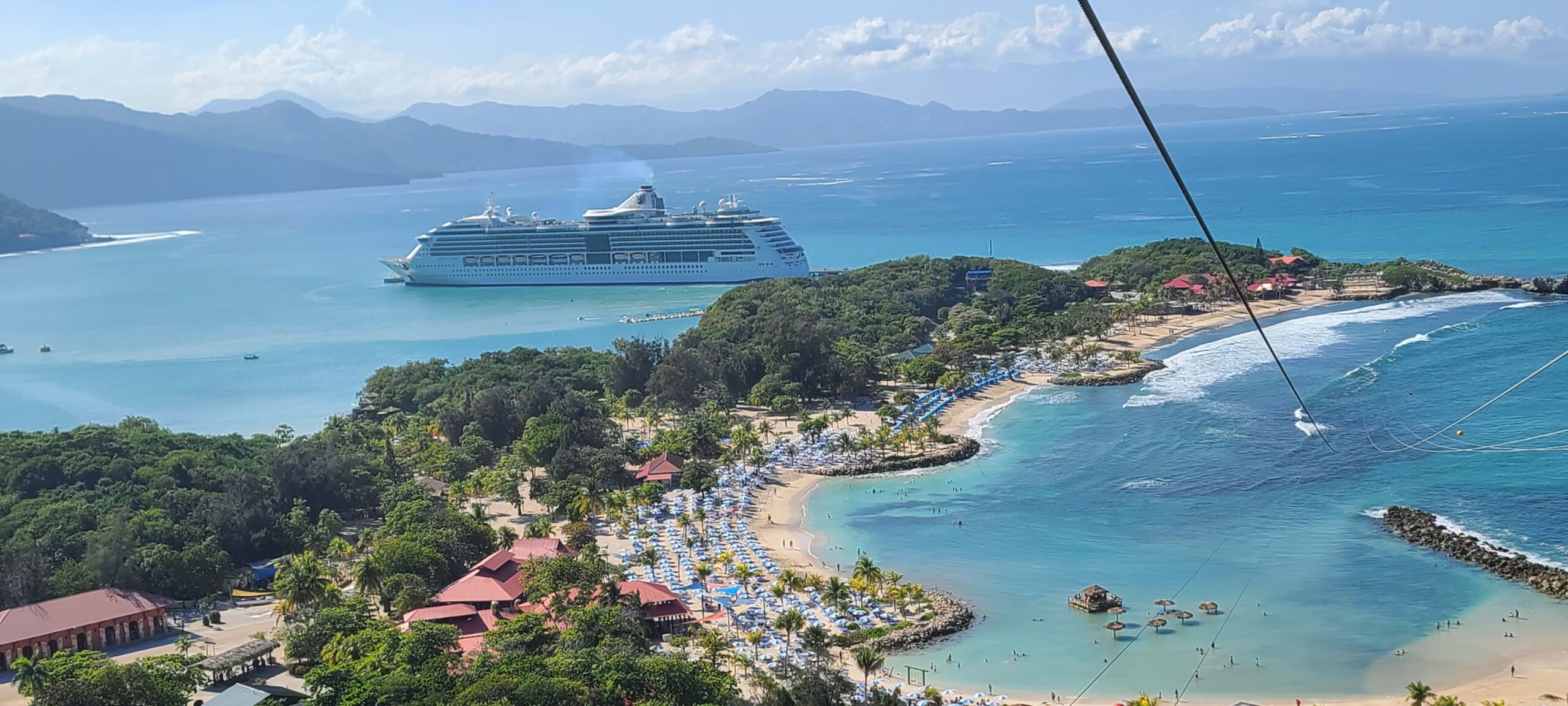 My view from the Dragon's Breath zip line launch platform in Labadee, Haiti.