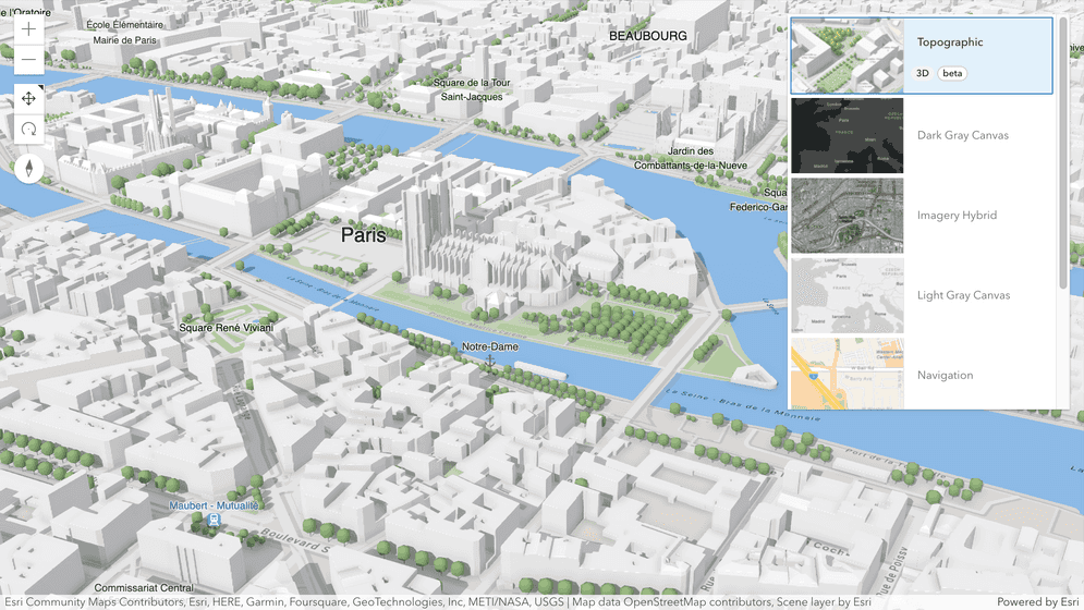 Scene viewer showing a new 3D basemap Scene viewer showing a new 3D basemap