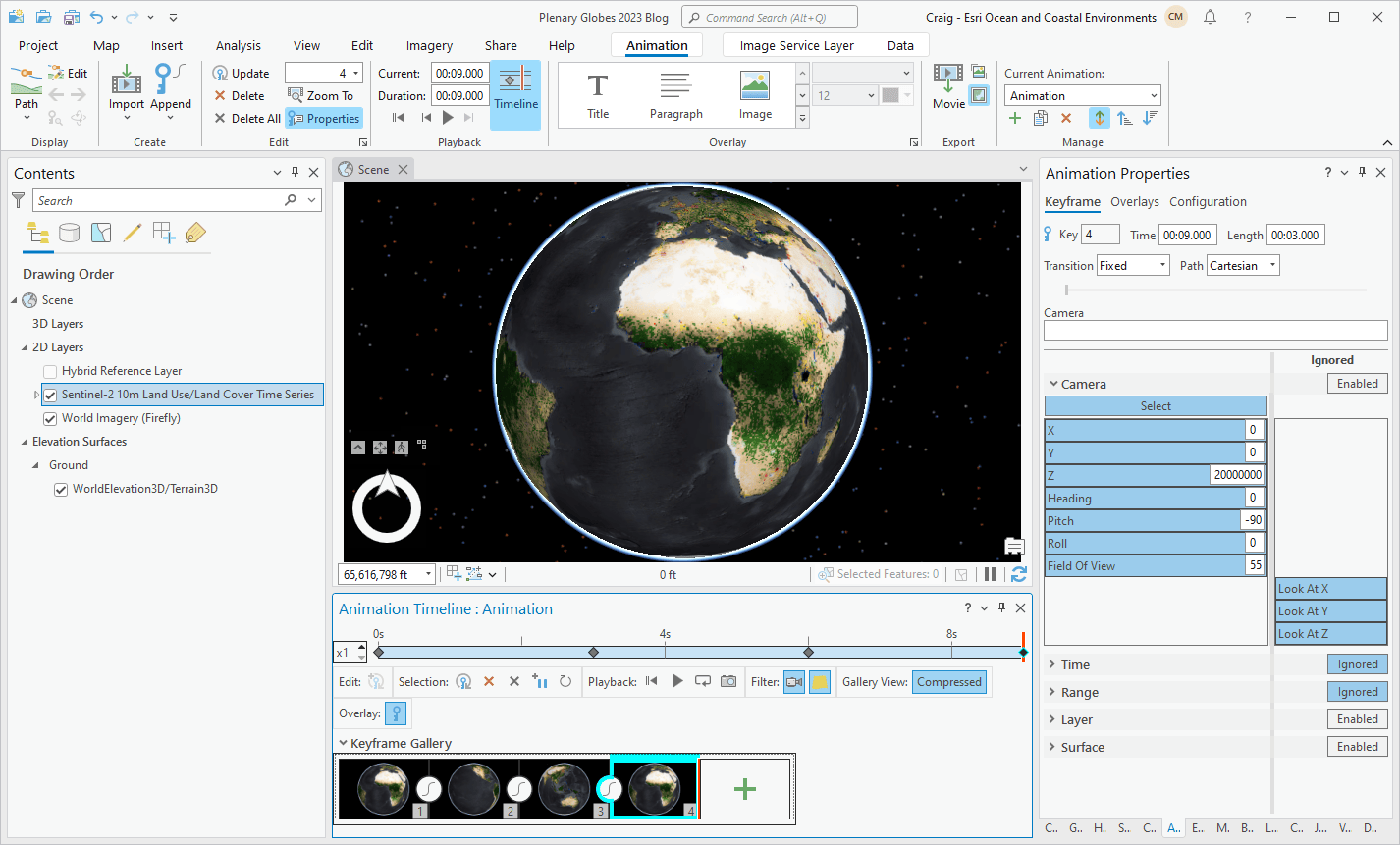 Override four animation keyframe camera properties