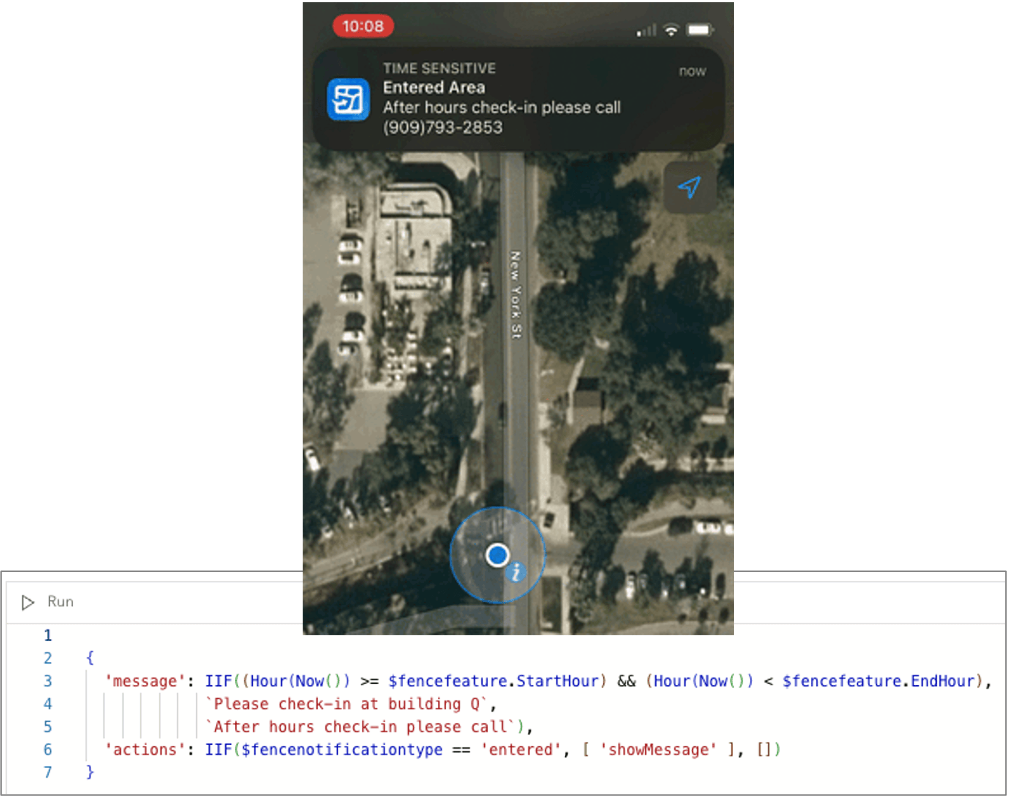 Use Arcade expressions to direct Geofence messages.