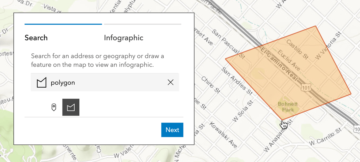 Draw a polygon on the map