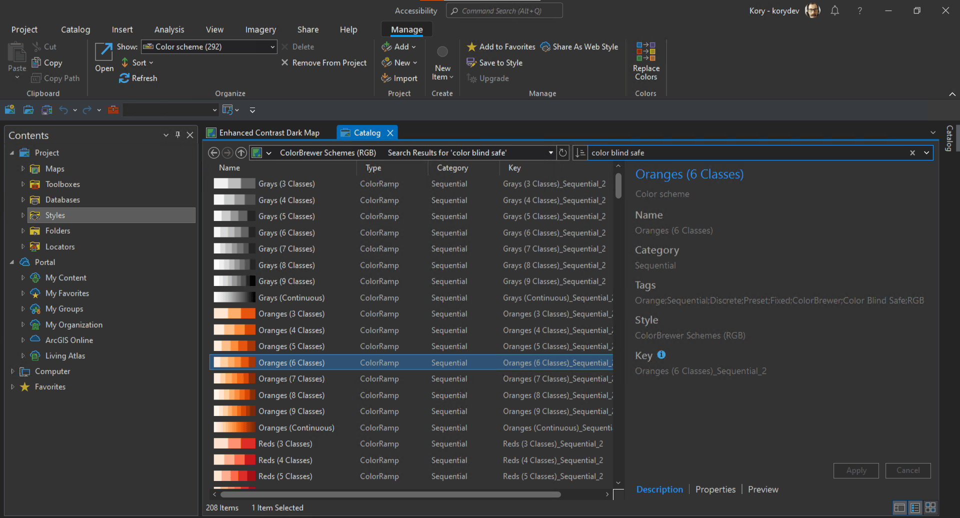 Many of the color schemes included in the ColorBrewer Schemes style are color blind safe