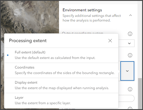 The Processing extent environment setting