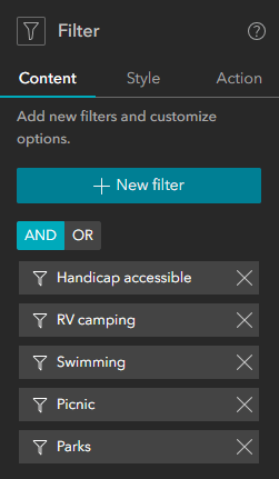 Filter widget configuration