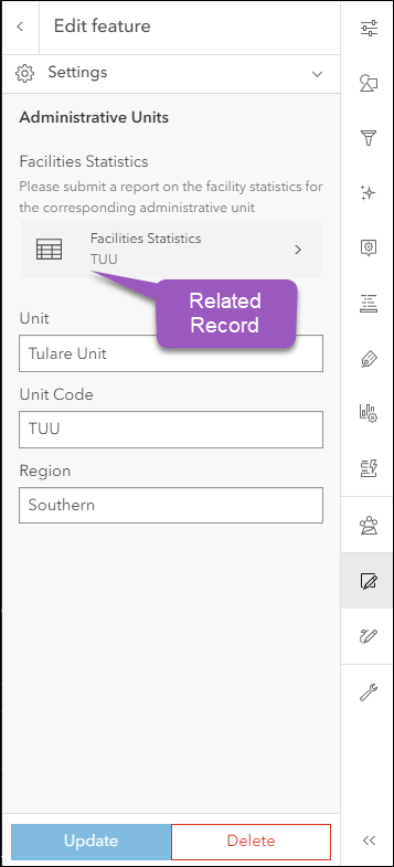 An existing related related record is represented by this symbol in the Layer's Form