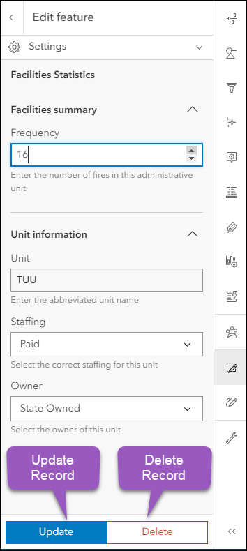 You can update or delete existing records using the Smart Form