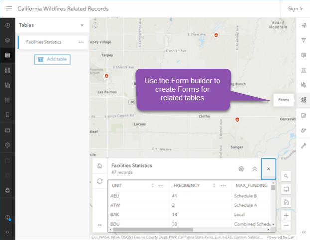 You can now configure Forms for Related tables using the Form Builder in Map Viewer You can now configure Forms for Related tables using the Form Builder in Map Viewer