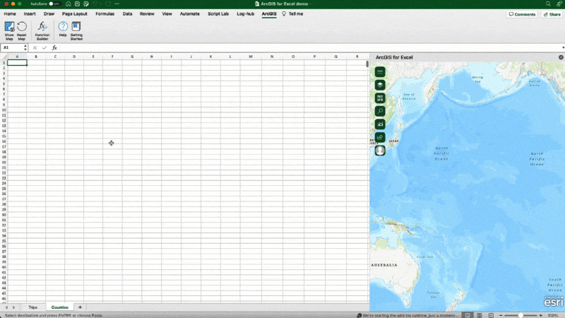ArcGIS for Excel Function Builder user interface ArcGIS for Excel Function Builder user interface