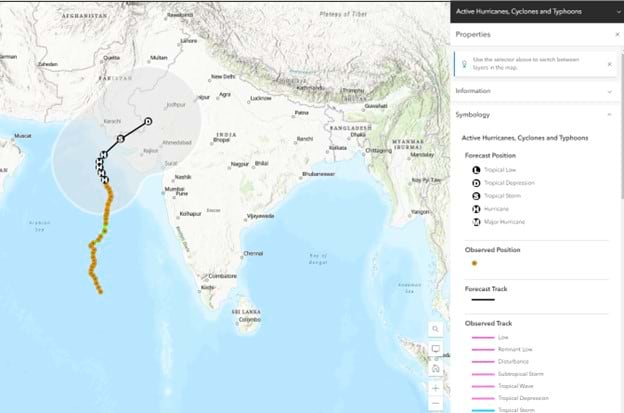 Active Hurricanes, Cyclones, and Typhoons feature layer