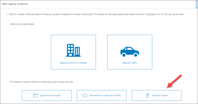 Picture of nearby selection for Esri Layers