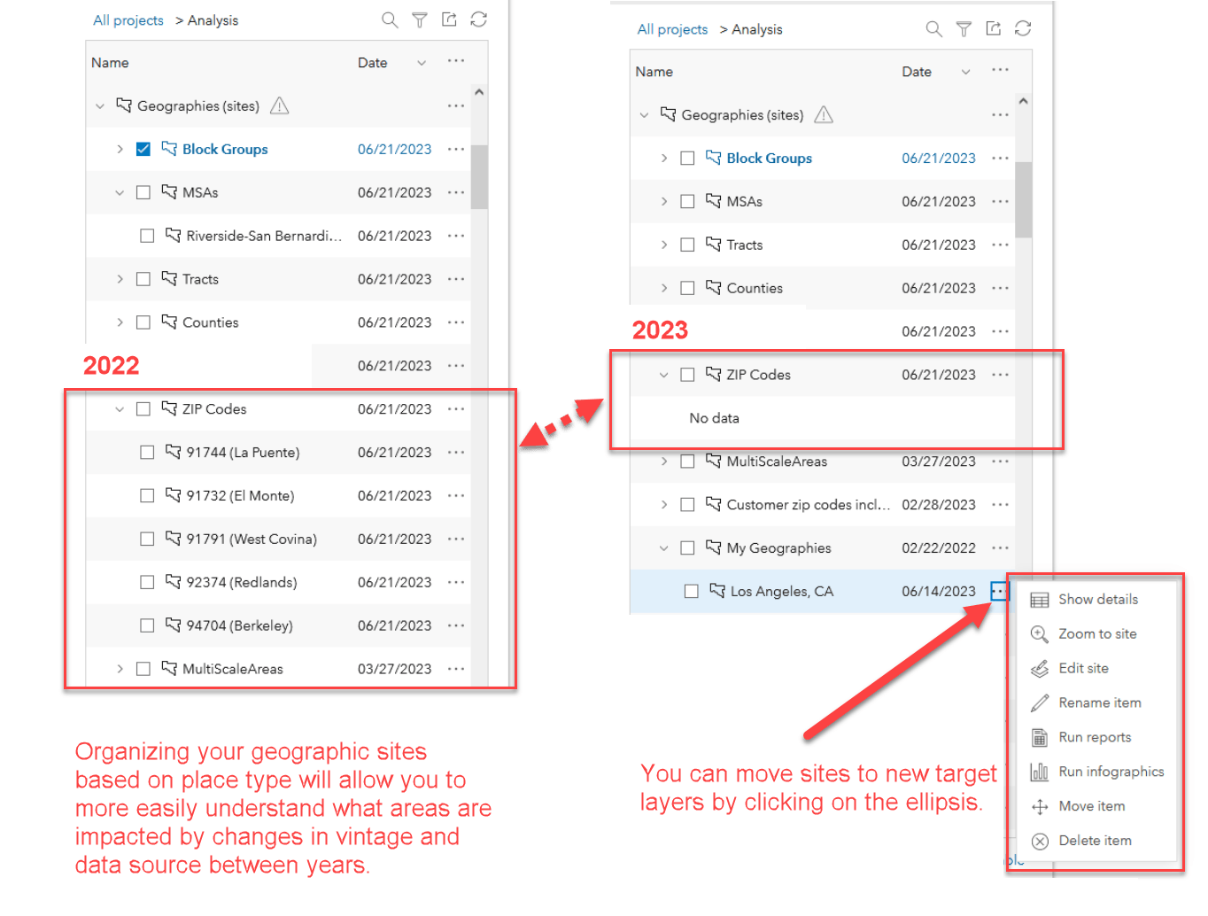 Better organize your geographies by type and usage.