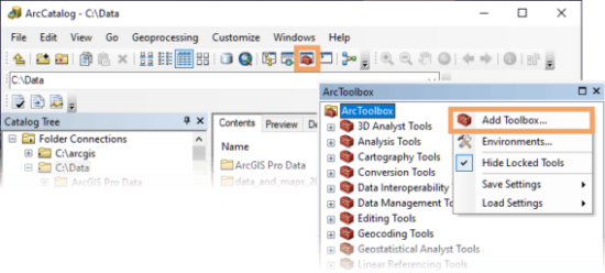 Using the Add Toolbox button accessible from ArcToolbox in ArcCatalog or ArcMap.