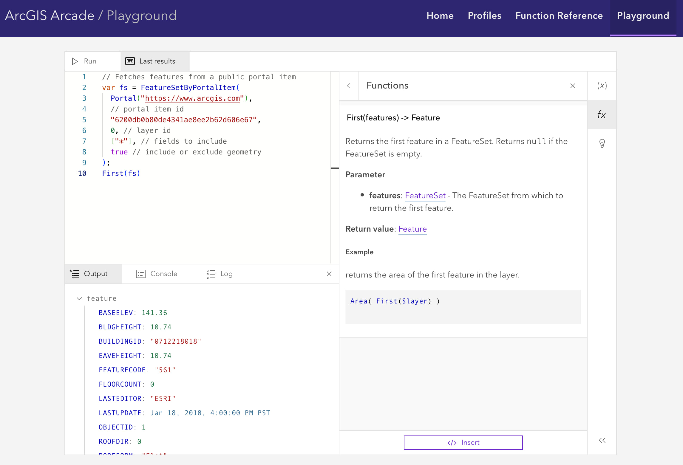 The new Arcade playground as seen in the Developer documentation site